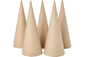 Creativ 265061 5-Piece 20 cm Papier Mache Cones, Beige