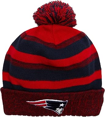 New Era Boy S Kids Fleck Stripe Bobble Knit New England Patriots Hat Blue Team One Size Amazon Co Uk Clothing