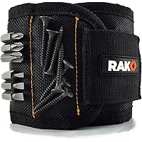 RAK Magnetic Wristband with Strong Magnets for Holding Screws, Nails, Drill Bits - Best Unique Tool Gift for Men, DIY Handyman, Father/Dad, Husband, Boyfriend, Him, Women (Black)