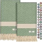 EPHESUS TOWELS Hand Towels - Set of 2 | 18" x 30" - Decorative Turkish Hand Towel for Bathroom, Kitchen, Guest, Face, Hair, Tea, Dishcloth (Diamond, Apple Green)