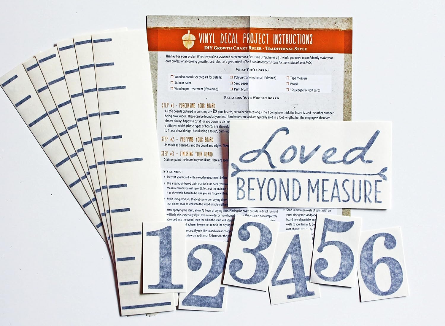 Amazon Com Little Acorns Diy Vinyl Growth Chart Ruler Decal Kit Loved Beyond Measure Toys Games