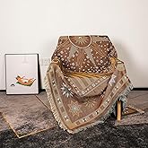 Snycler Boho Throw Blanket for Bed 50 * 60inch Woven Blanket Cotton Polyester Farmhouse Decor for Indoor Outdoor Sofa Bedroom Garden,All Season(Brown)