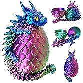 3D Printed Dragon Eggs with Dragon Inside, Large Articulated Dragons Toys with Eyes, Animal Fidget Toy Easter Surprise Eggs Home Decor Executive Desk Toy, Easter Gift for Kids (Red+Blue+Green)