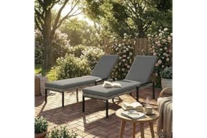 Outsunny Chaise Lounge Chairs Outdoor, Set of 2 Wicker Patio Lounge Chairs with 5-Level Adjustable Backrest, Cushion, Rattan 