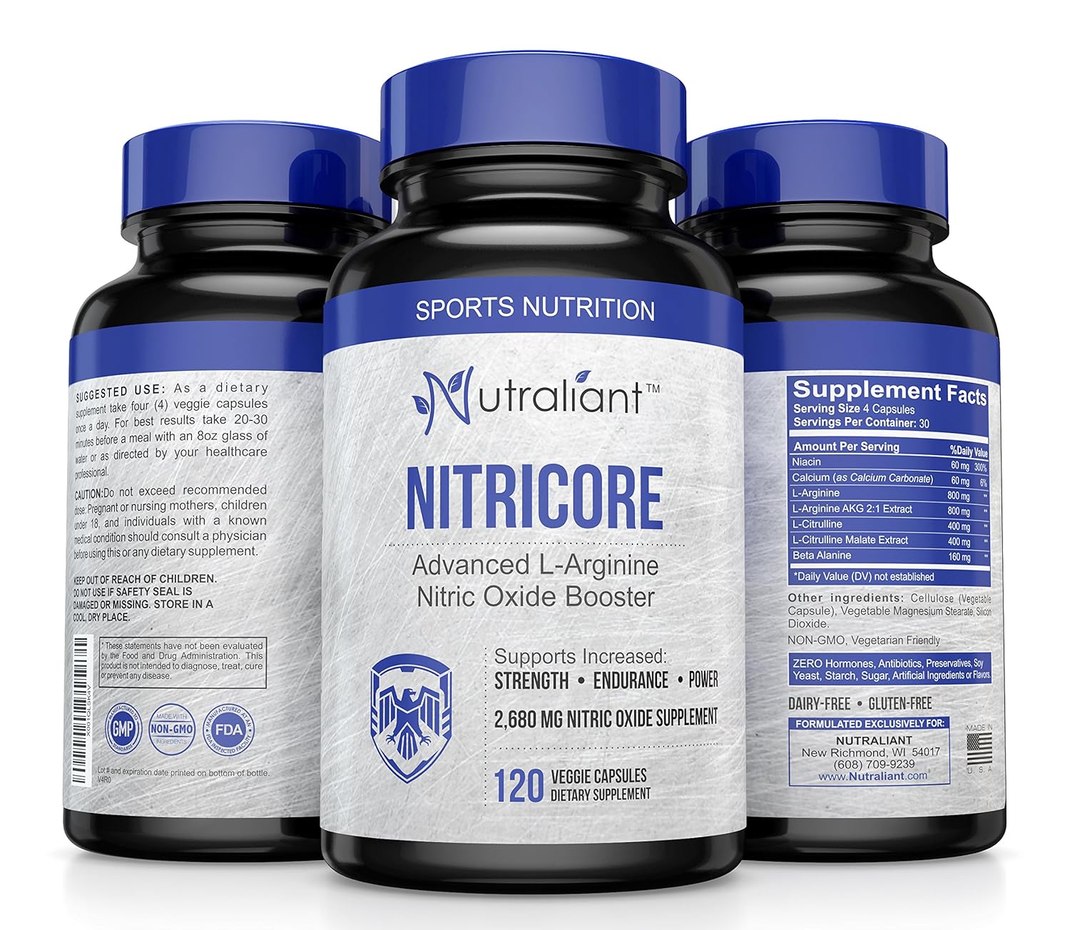 Nitric Oxide Supplements For Men EXTRA Strength 2,680mg L Arginine NO