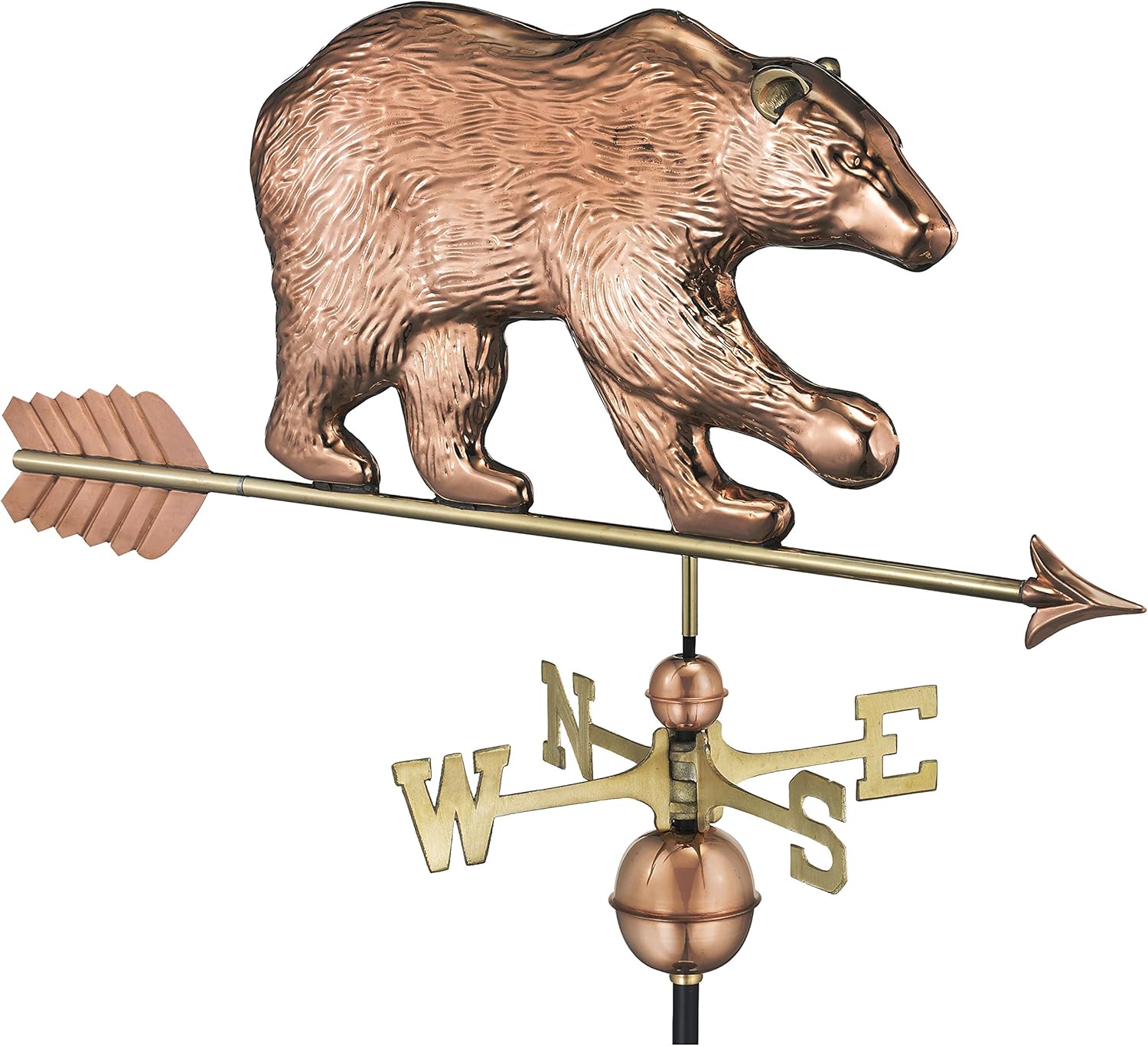 Weathervanes - Good Directions Bear Weathervane with Arrow, Pure Copper
