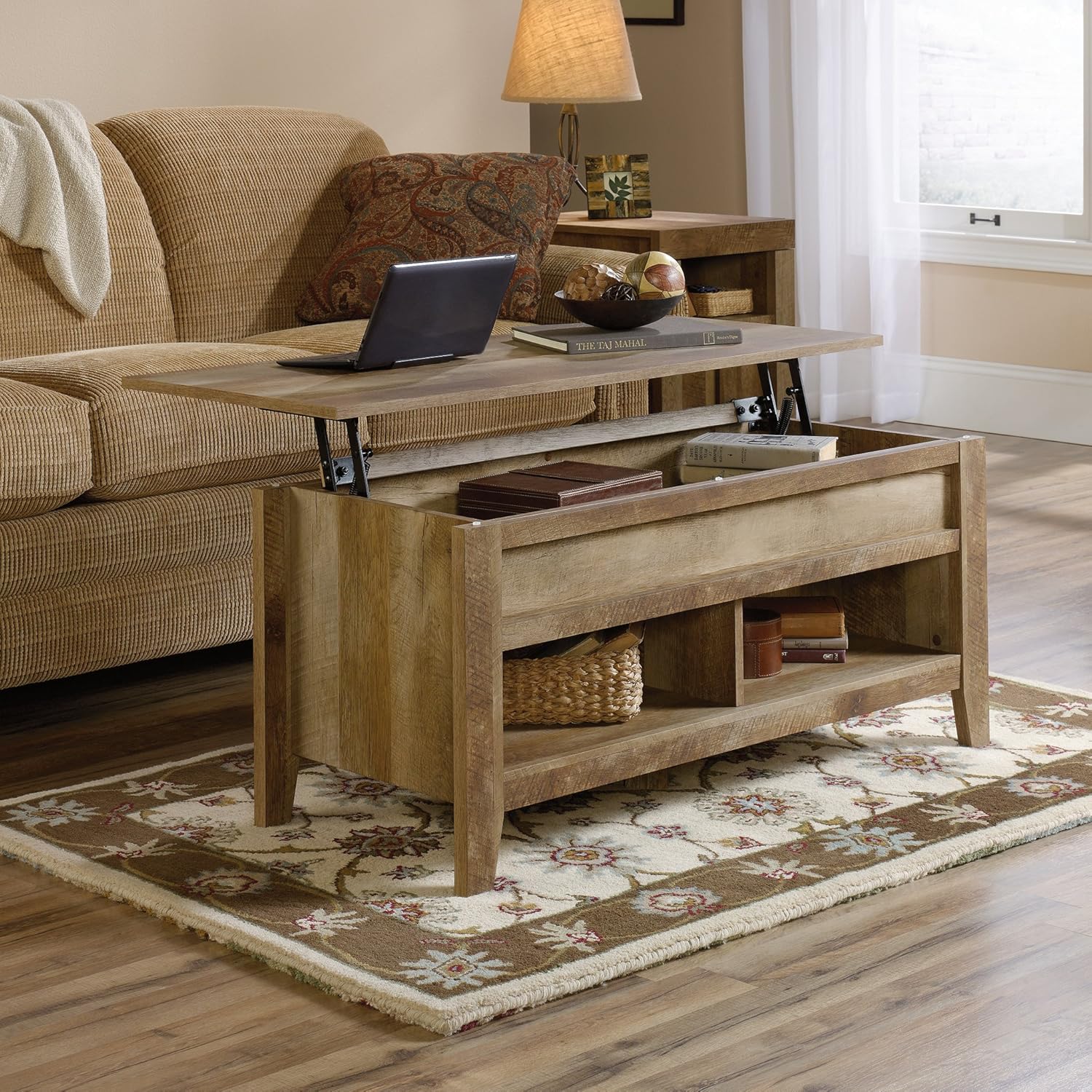 Sauder Dakota Pass Lift-Top Coffee Table | Craftsman Oak Finish | model: Furniture & Decor