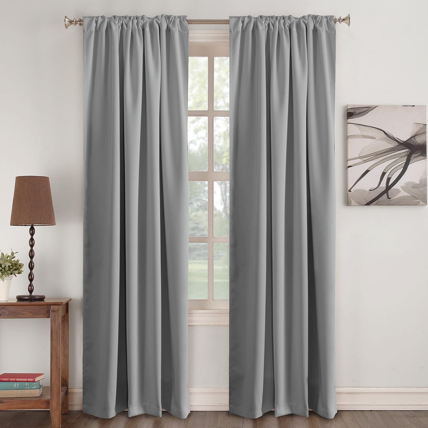 Amazon Com Gray Blackout Curtains 84 Inch Long Window Treatments