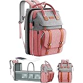 ISMGN Diaper Bag Backpack with Changing Station, Large Diaper Bag, Baby Bag with Changing Station, Pink Diaper Bag, Pinkgray