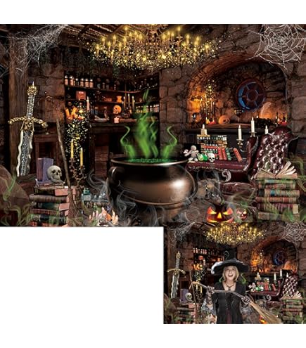 Aazon.co : BELECO 10x8ft Fabric Spooky Witch Cottage Backdrop Agic - View #10