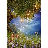 Txtains Fantasy Meadow with a Fairy Tree Lamps Flowers Mushrooms and Butterflies Garden Flag 12 x 18 Inch Double Sided Yard House Outdoor Banner Decor