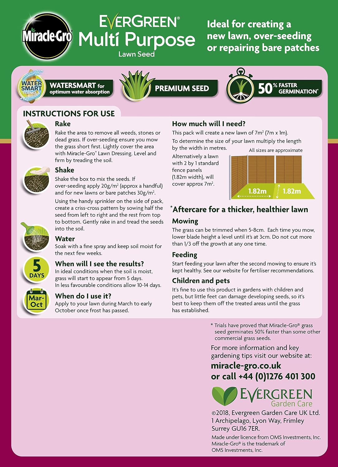 Miracle-Gro EverGreen Multi Purpose Lawn Seed 210 g - 7m2, 7 m sq - Image 3