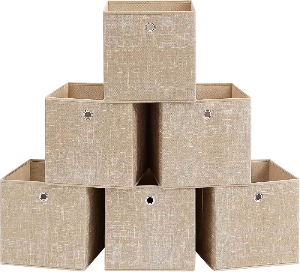 SONGMICS Storage Boxes Set of 6 30x30x30 cm Fabric Boxes with Handles