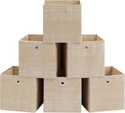 SONGMICS Storage Boxes Set of 6 30x30x30 cm Fabric Boxes with Handles