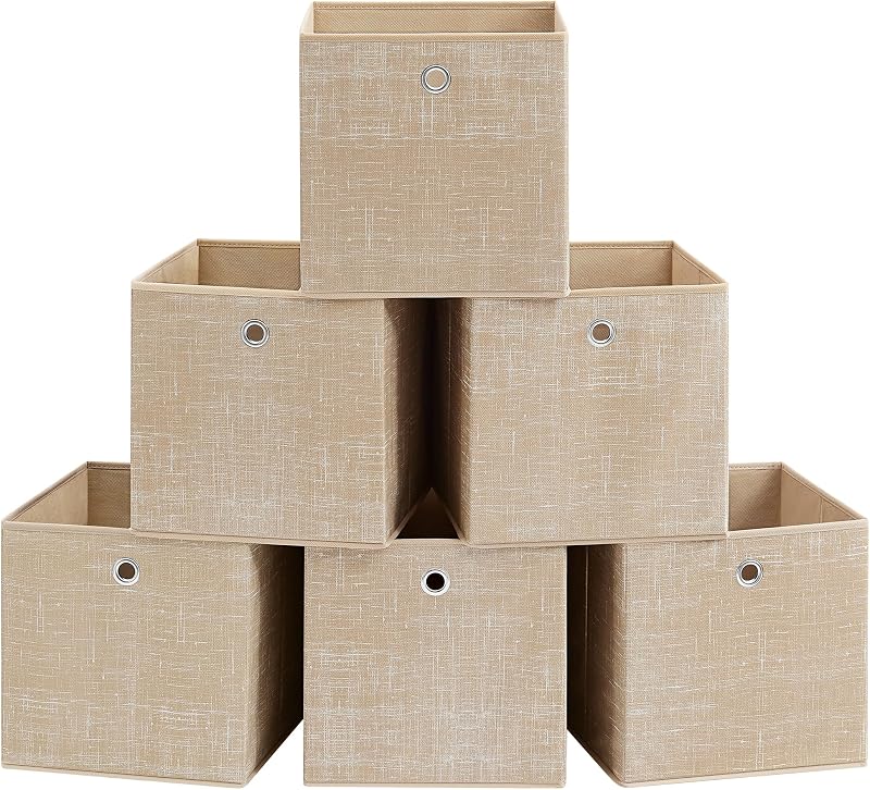SONGMICS Storage Boxes Set of 6 30x30x30 cm Fabric Boxes with Handles