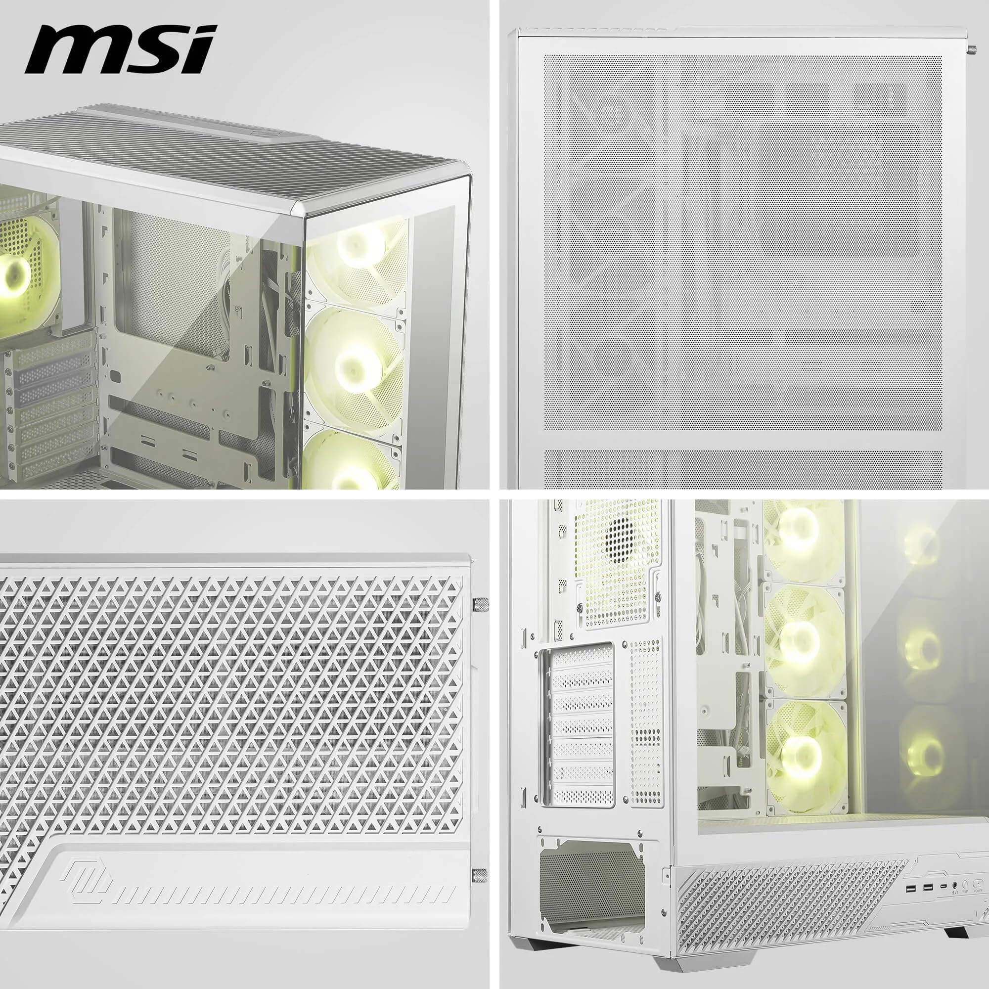 Msi Mag Pano 130R Pz White - Mid-Tower Gaming Pc Case - Supports Gpu Up To 400 Mm In Length, Removable Dust Filters, Usb 20Gbps (Type-C), Back-Connect Atx &Amp; Micro-Atx Motherboard Support - View 7