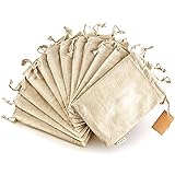 Organic Cotton Produce Bags - Medium 8x10 Inch - 12 Pcs Reusable Muslin Storage Bags with Drawstrings - Canvas Bags - Biodegr