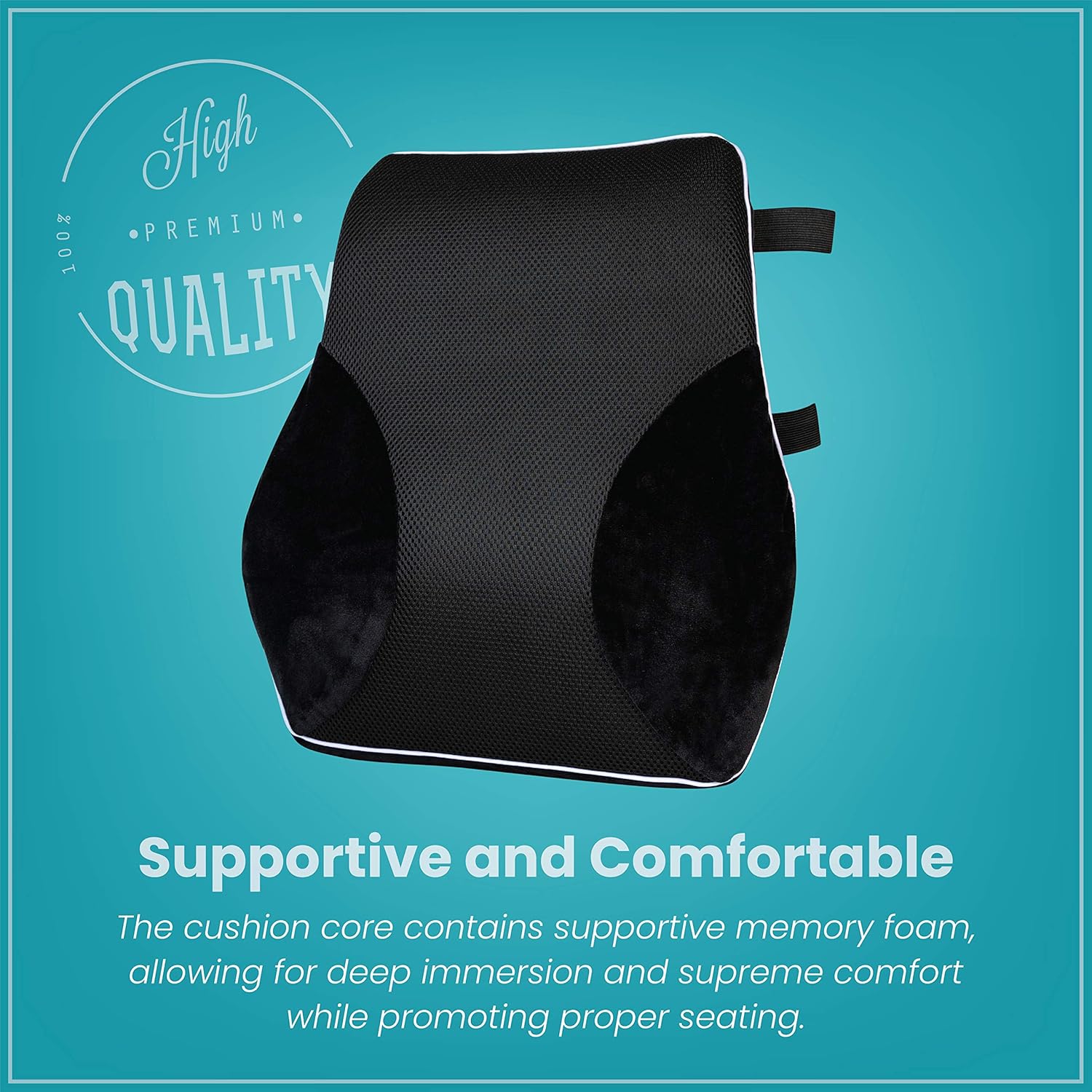 Healthy Spirit Full Lumbar Back Support | Memory Foam Full Size Back Cushion Lumbar Support for Office Chair Car, Black, 1 Count: Health & Personal Care