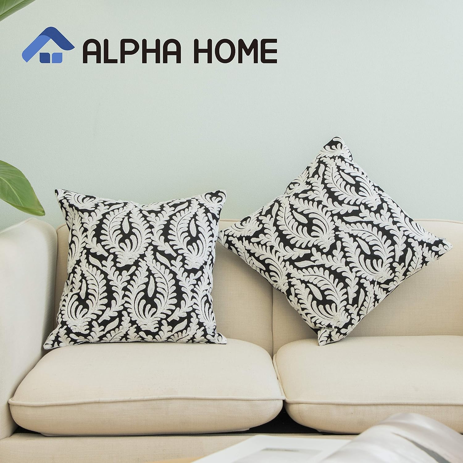 ALPHA HOME Embroidered Throw Pillow Covers Decorative