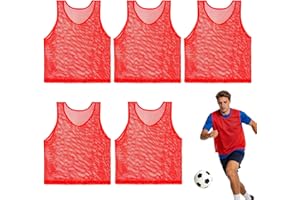 RAINFLOW Red Pinnies Soccer Pennies - Set of 6 Team Practice Jersey for Child Youth Teen Adult,Pennies for Sports Youth ,Nylo
