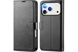 TUCCH Wallet Case for iPhone 17 Pro (6.3") 2025, RFID Blocking 4 Card Holders | Kickstand | Shockproof TPU Shell | PU Leather | Magnetic Closure | Protective Flip Folio Cover | Black