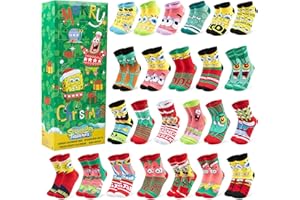 Get Trend SpongeBob SquarePants Socks Advent Calendar 2025 Teens, Kids Size 12-3.5, 24 Days Christmas Countdown, Gifts for Ki