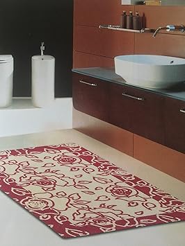 Paire De Descente De Lit 2 Pieces Tapis Rose Couleur Bordeaux Salon Living Chambre Dimensions 105 X 65 Cm En Chenille Avec Fond Antiderapant Lavable En Machine Amazon Fr Cuisine Maison