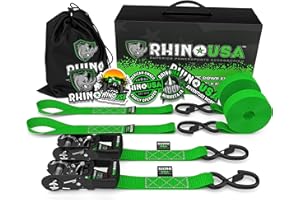 RHINO USA Ratchet Straps Tie Down Kit, 5,208 Break Strength - Includes (2) Heavy Duty 1.6" x 8' Rachet Tiedowns with Padded Handles & Coated Chromoly S Hooks + (2) Soft Loop Tie-Downs