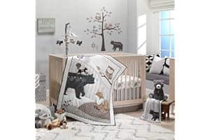 Lambs & Ivy Woodland Forest Animal Nursery 5-Piece Baby Crib Bedding Set - Gray