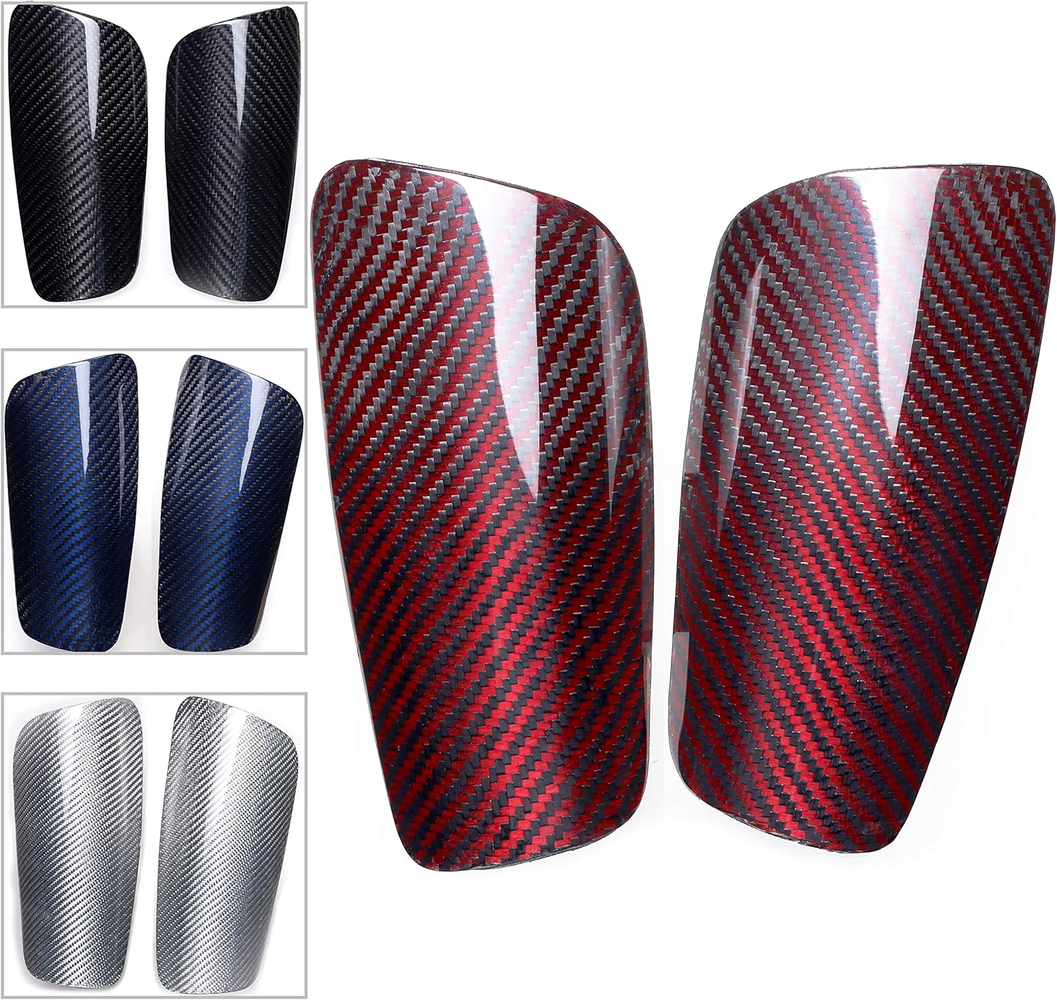 VARWANEO Carbon Fiber Soccer Shin Guards, with Large Cushioned, for Kid, Youth, Adult, Men, Slim, Superlight, Genuine Carbon, Baseball, Football, Kickboxing, Thai, MMA, Protection Shocks Injuries : Sports & Outdoors