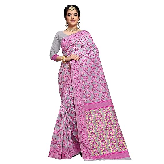 Buy Rk Fashion Women S Jamdani Cotton Silk Saree With Blouse Piece Jamdani 04 Multicolored At Amazon In