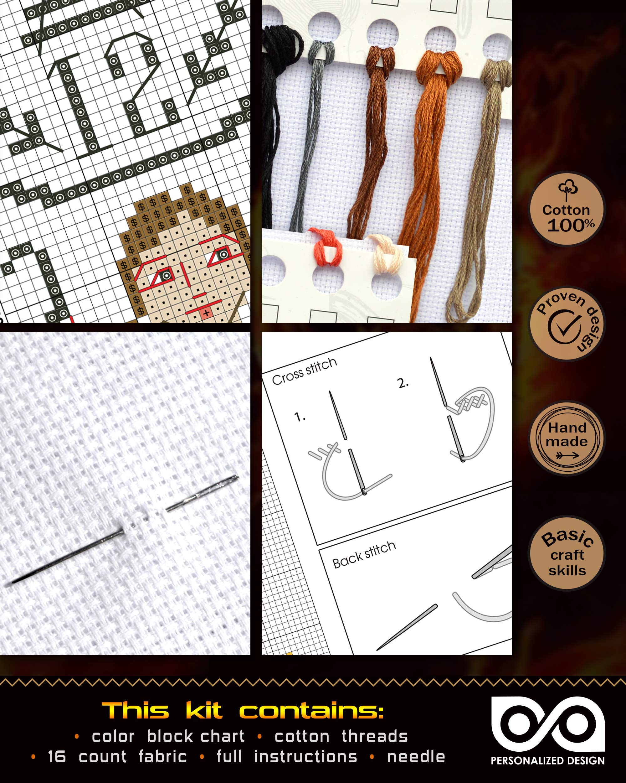 Counted Cross Stitch Kit 'The Hunger Games: District 12' - DIY Hand Embroidery Bookmark with Design Pattern (District 12)
