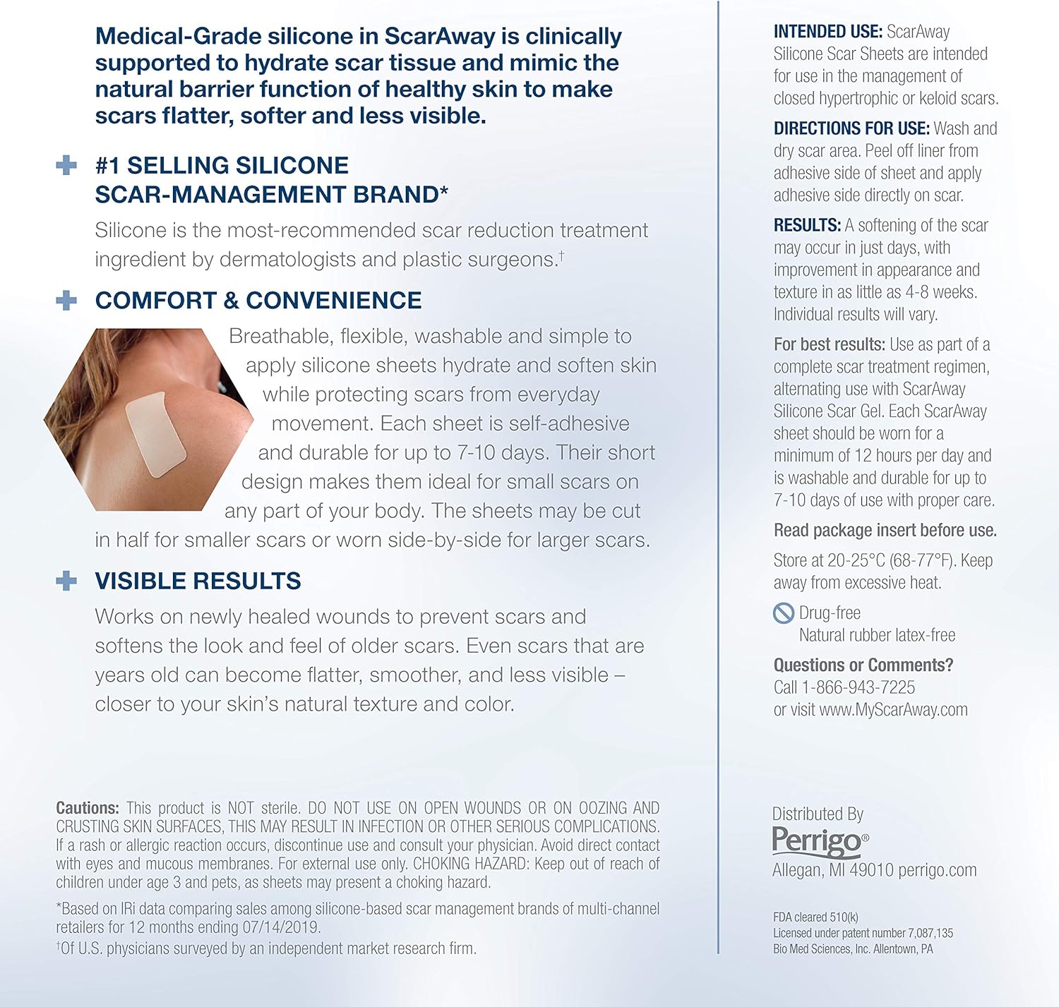 ScarAway Advanced Skincare Silicone Scar Sheets for Face, Body, Surgical, Burn, Hypertrophic Scars, Keloids and Acne Scar Treatment: Health & Personal Care