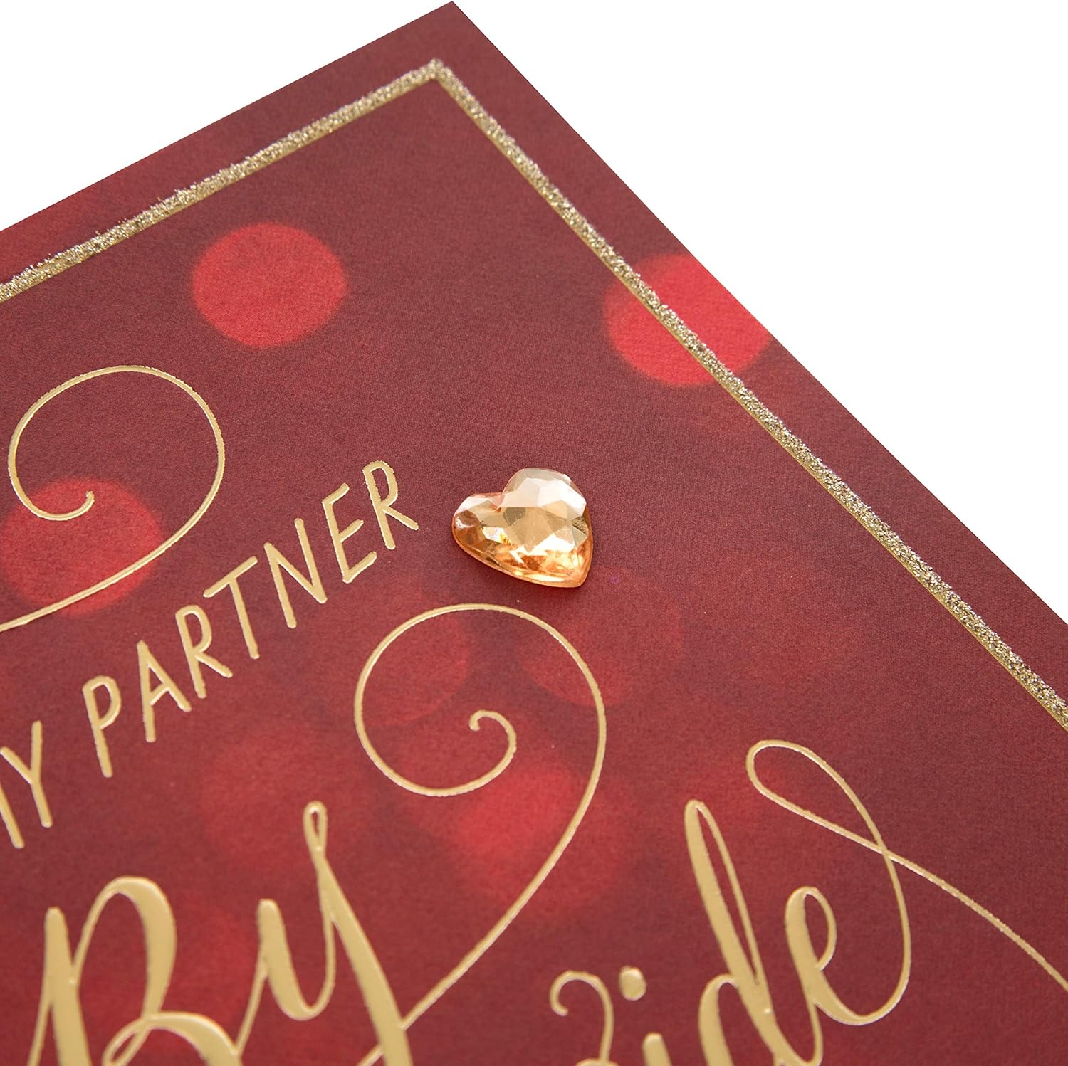 Hallmark Valentine's Card for Partner - Red & Gold Message Design, Deep Red & Gold Heart, 22.8cm by 15.9cm - Image 4