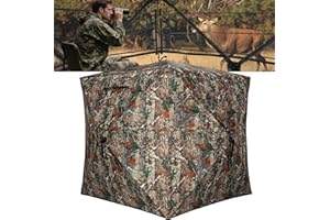 TLC SPORT Hunting Blind 270 Degree See Through Ground Blind, 2-3 Person Pop Up Camouflage Tent for Deer and Turkey, Portable Concealed Tent with Carrying Bag