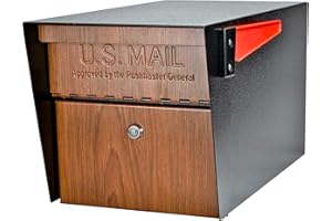 Mail Boss Curbside, Wood Grain 7510 Mail Manager Locking Security Mailbox, Steel, Black