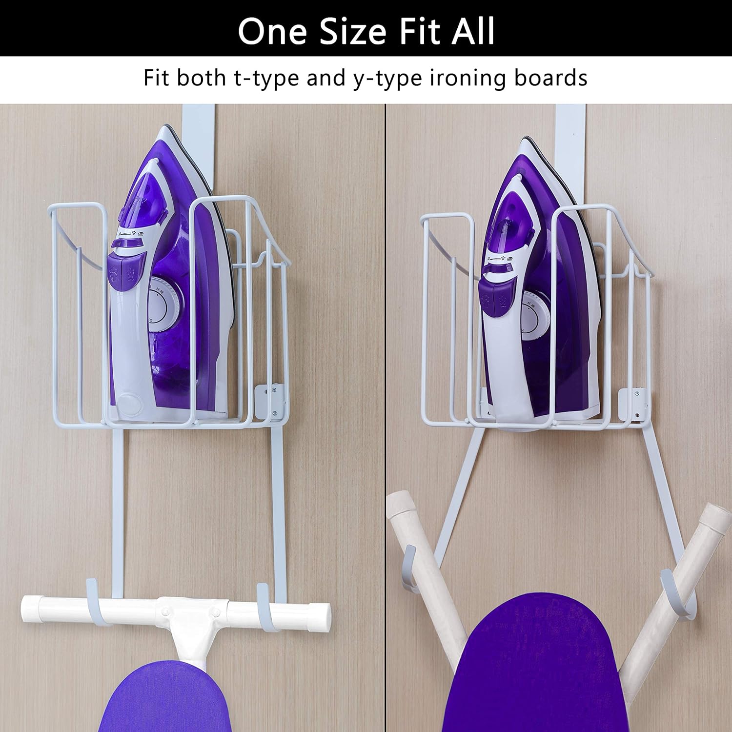 HOUSE AGAIN Ironing Board Holder, Durable Iron Holder with Easy Installation, Large Storage Iron Hanger for Organizer-Ironing Basket Over Door or Wall Mount in Laundry Room: Home & Kitchen