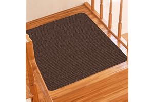 Lacut Stair Treads for Wooden Steps, Non-Slip Stair Runner Indoor Outdoor Stair Tread Landing Mats Covers Pads, 31" x 31"Matching Staircase Step Runner for Elders, Kids and Pets (31" X 31", Brown)