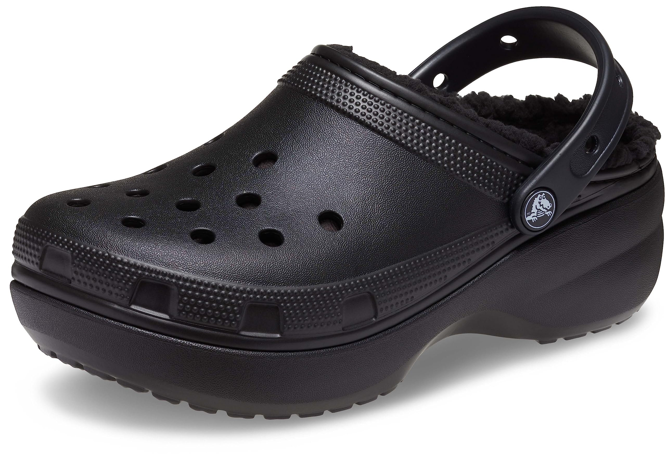 Crocs Women Classic Platform Lined Clogs, Black, 5 Women Image