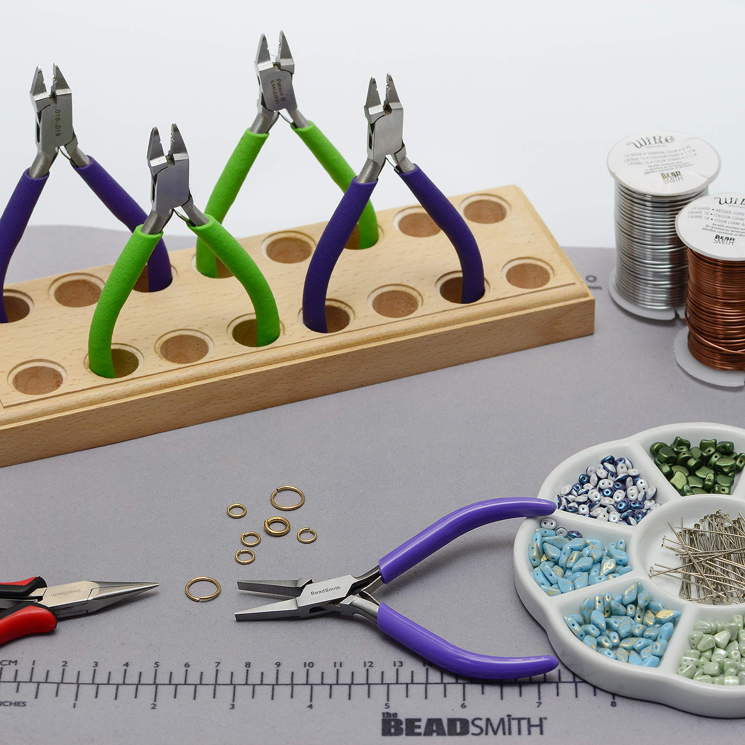 The Beadsmith Flat Nose Pliers – 4.5 inches (114mm) – Purple Vinyl Grip Handle with Double Leaf Springs – Jewelry Making Tool for Creating Bracelets, Earrings and Necklaces