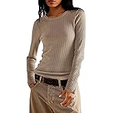 Jar of Love Long Sleeve Shirts for Women Waffle Knit Tops Crew Neck Thermal Shirts Fall Outfits Fahsion Clothes