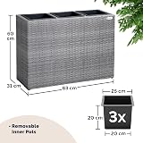 CASARIA Large Tall Rattan Flower Pot Planter 3 Inner Pots Grey 83x30.5x60 cm view 3