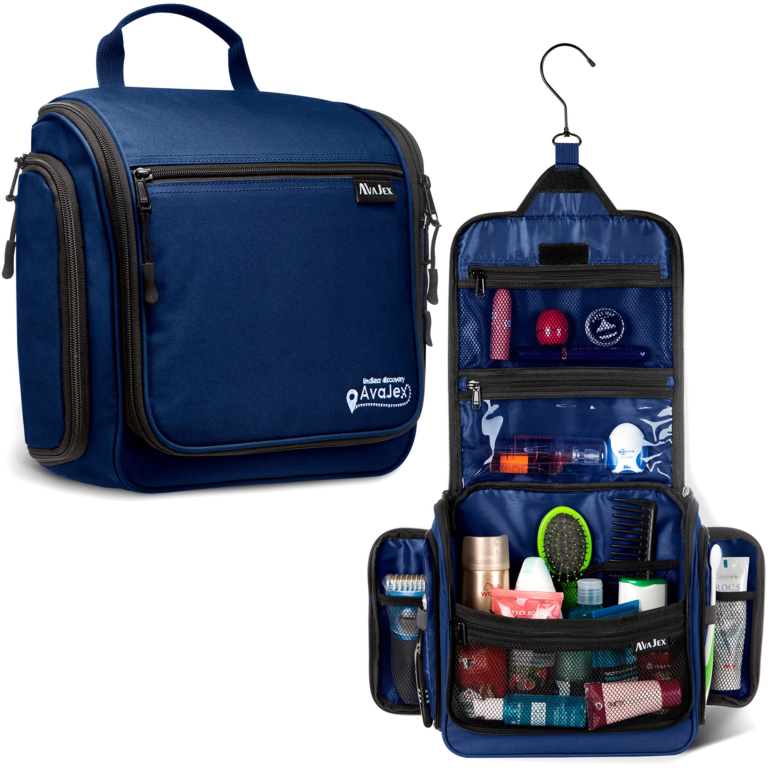 Photo 1 of Travel Toiletry Bag for Men and Women - (10.6”x10.6”x3.2”) Large Hanging Toiletry Organizer - Waterproof Hygiene Bag with Metal XXL Swivel Hook, with Sturdy Zippers and 19 Compartments for Toiletries