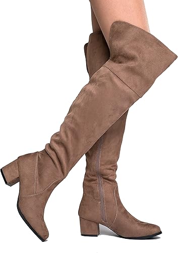over the knee suede boots low heel