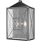 Caswell Outdoor Wall Sconce - Powder Coated Black - Clear Seeded Glass - 5.5in. Extension - E26 Candelabra Base