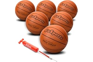 GoSports Indoor/Outdoor Rubber Basketballs - Six Pack of Size 6 or Size 7 Balls with Pump & Carrying Bag