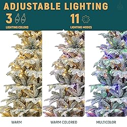 YITAHOME Pre-Lit Flocked Artificial Christmas Tree