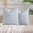CARRIE HOME Light Blue Buffalo Plaid Pillow Covers - Set Of 2, 18x18 Inch Farmhouse Outdoor Decor - View #11