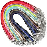 Tudomro 100 Pieces Waxed Leather Necklace Cord Bulk with Clasp Necklace Bracelet Chains String Rope Cord for Jewelry Making Pendants Charms(Rainbow Color,20 Inch)