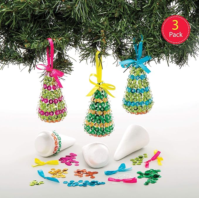 Baker Ross Christmas Tree Sequin Decoration Kits, Festive Arts and